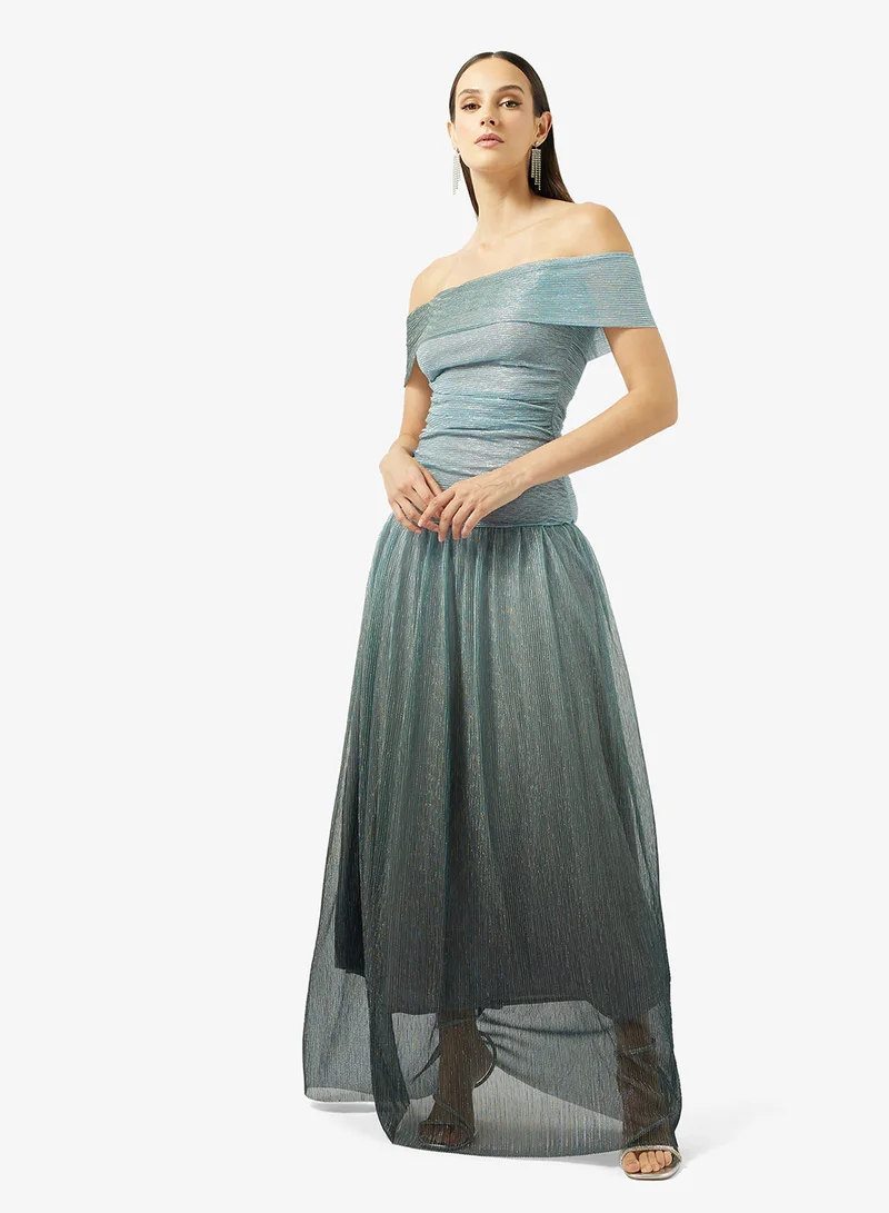 Off Shoulder Shimmer Evening Dress